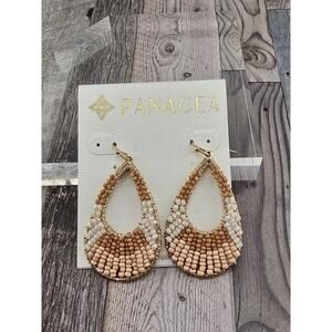 Panacea Gold Plated Natural Seed Beaded Drop Dangle Post Earrings